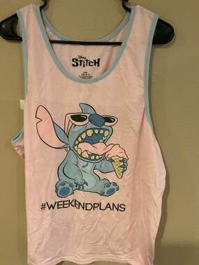Disney Lilo & Stitch #WeekendPlans Pink Ringer Tank Top
